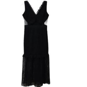 Three Floor Ruffle Lace Dress Maxi SIZE 6 WOMENS BLACK COCKTAIL TAYLOR SWIFT
